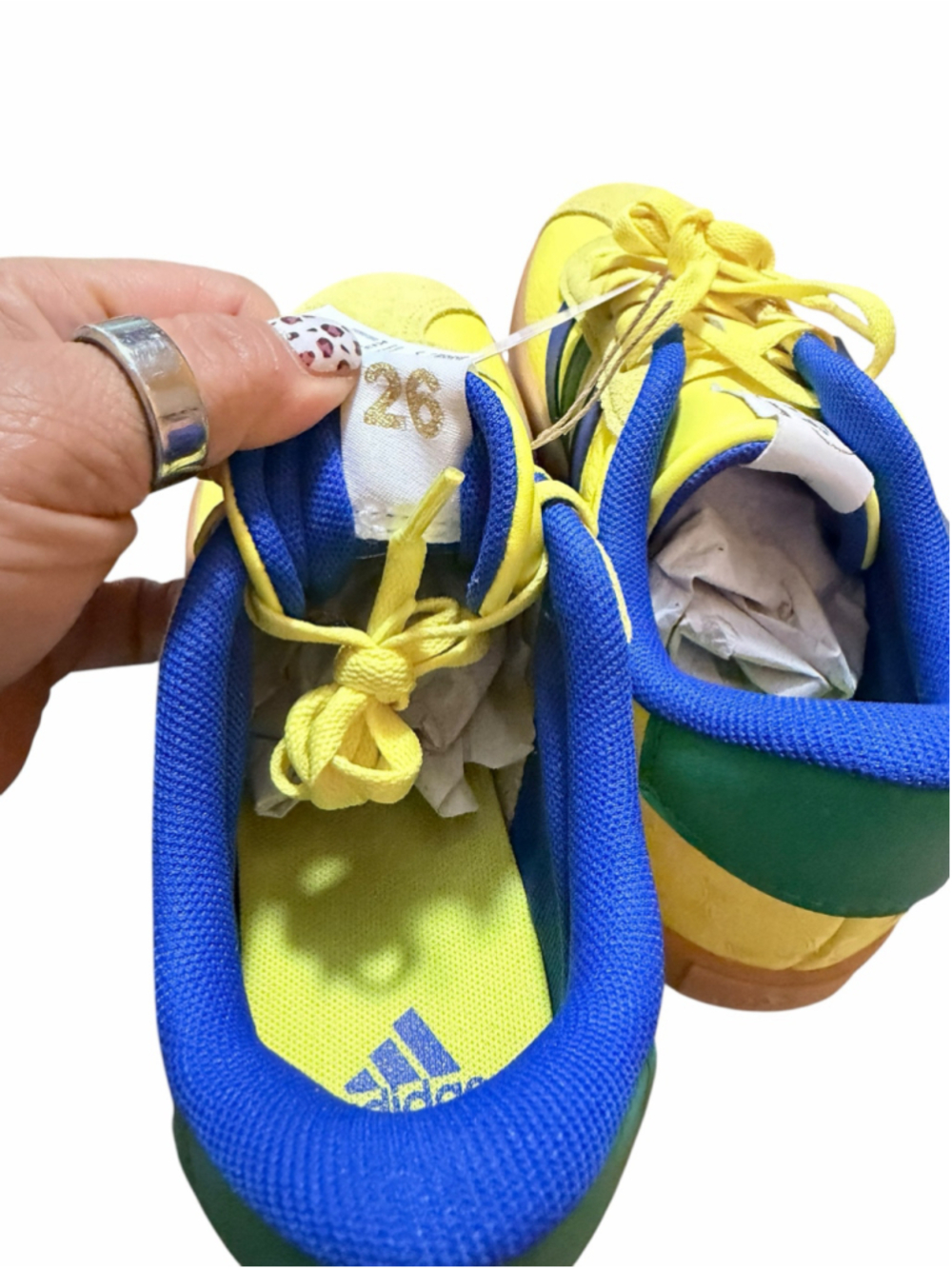 Boys Adidas VL Court 3.0 Sneakers Size 4 Yellow Blue - Picture 6 of 12